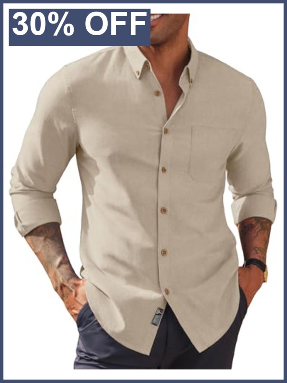 Men's Oxford Button Down Shirt Long Sleeve Regular Fit Cotton Blend
